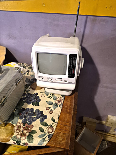 White portable crt - white,